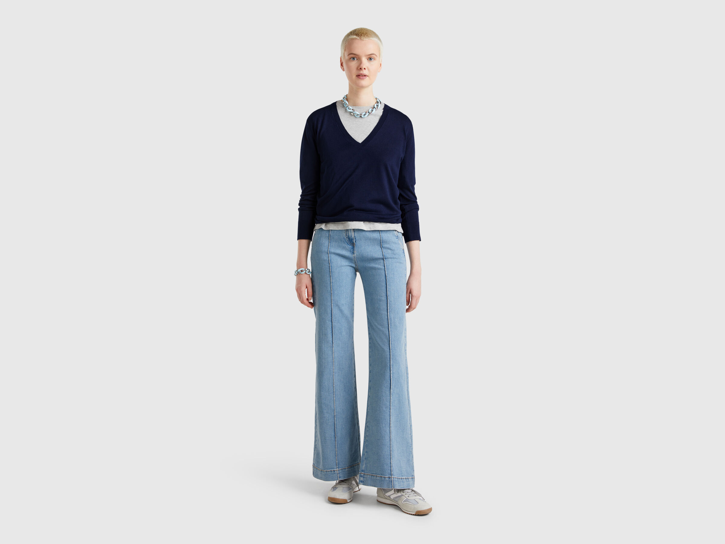V NECK SWEATER L/S Mujer image number 3